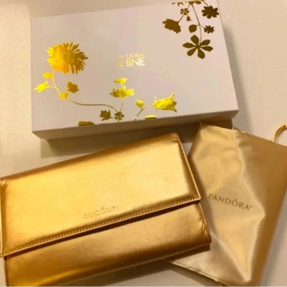 Pandora Handbags - Gold Pandora Faux Leather Clutch Evening Bag